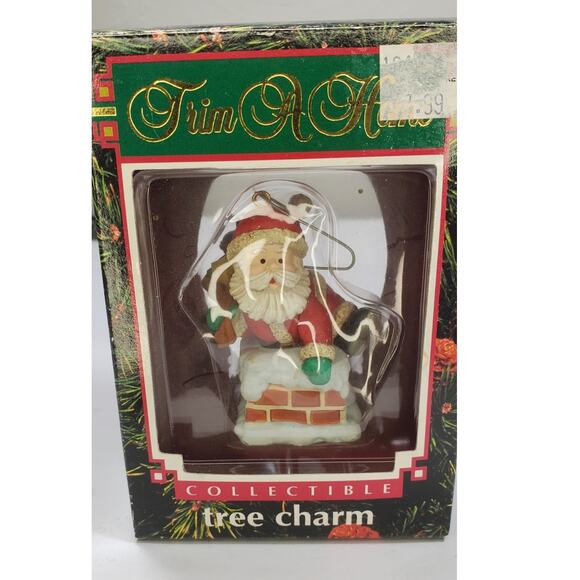Vintage Christmas Ornament "Santa in a Chimney" Trim A Tree Charm 1992 - Picture 1 of 8